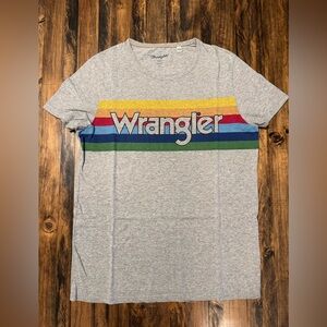 Wrangler T-Shirt Retro Vintage Rainbow Logo Cowboy Western Size Medium